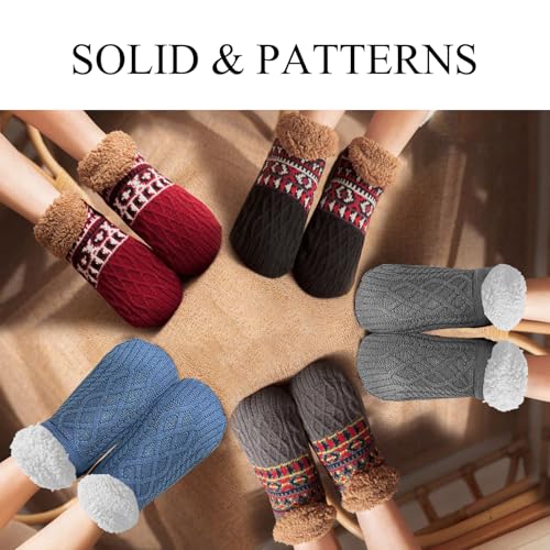 Fluffy Fuzzy Warm Slipper Socks for Women Men Thick Fleece Lined Non-Slip Socks Indoor Floor ChristmasGiftsfor women Winter super Soft Warm Cozy Grip Socks4