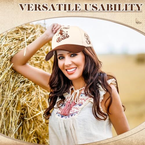 Image of JaGely Two Tone Western Cowboy /Cowgirl Trucker Hat for Women Men Gift Vintage Embroidered Country Baseball Cap