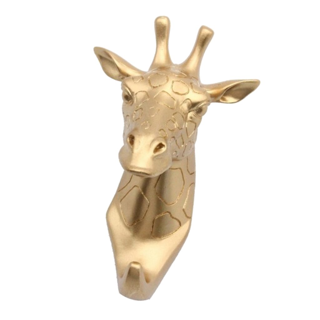 WOVEBIUS Resin Animal Head Hook Hanger Rack Wall Mount Home Decor Gold #5 Giraffe