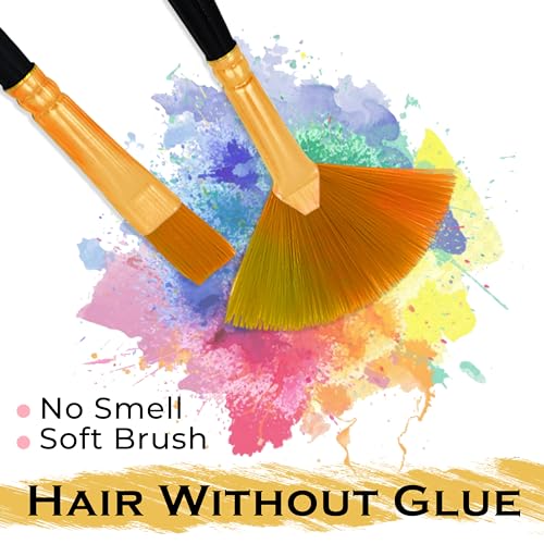 Image of Eduway Painting Brush Set of 12 | Professional Artist Brushes with Rounded Pointed Tips | Suitable for Acrylic, Watercolor, Gouache | Ideal for Beginners, Students, Artists & Hobbyists