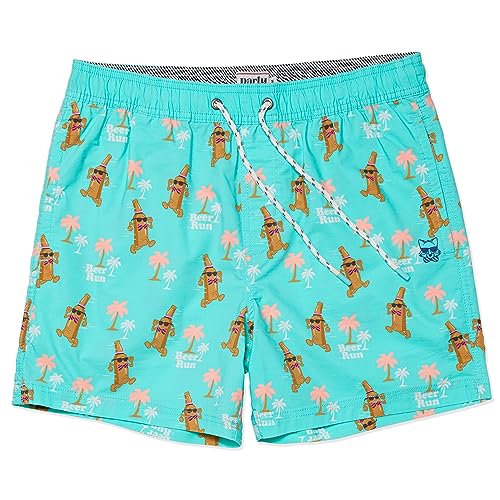 Party Pants USA Men’s Swim Trunks, Characters, Stretch Swimming Board Shorts, 5.5” Inseam