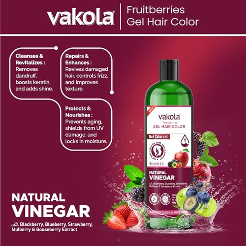 Image of Burgundy 20 Minutes Gel Hair Color, Fruitberries Extracted - 100% Grey Coverage, No Skin Stain- 100ML Developer and 100ML Colorant, Pack of 1