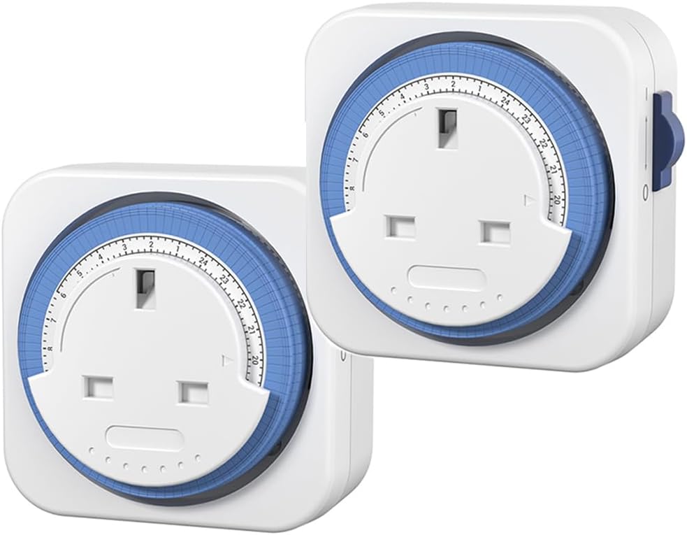 24 Hour Mechanical Timer Socket UK Plug-in Segment Plugs Indoor Energy Saving Light Switch for Home Security, Lighting, Lamps and Christmas