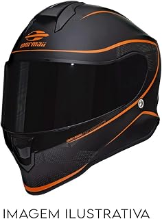 Capacete Moto Mormaii M1 Classic Preto Fosco Laranja + Narigueira Numero 60
