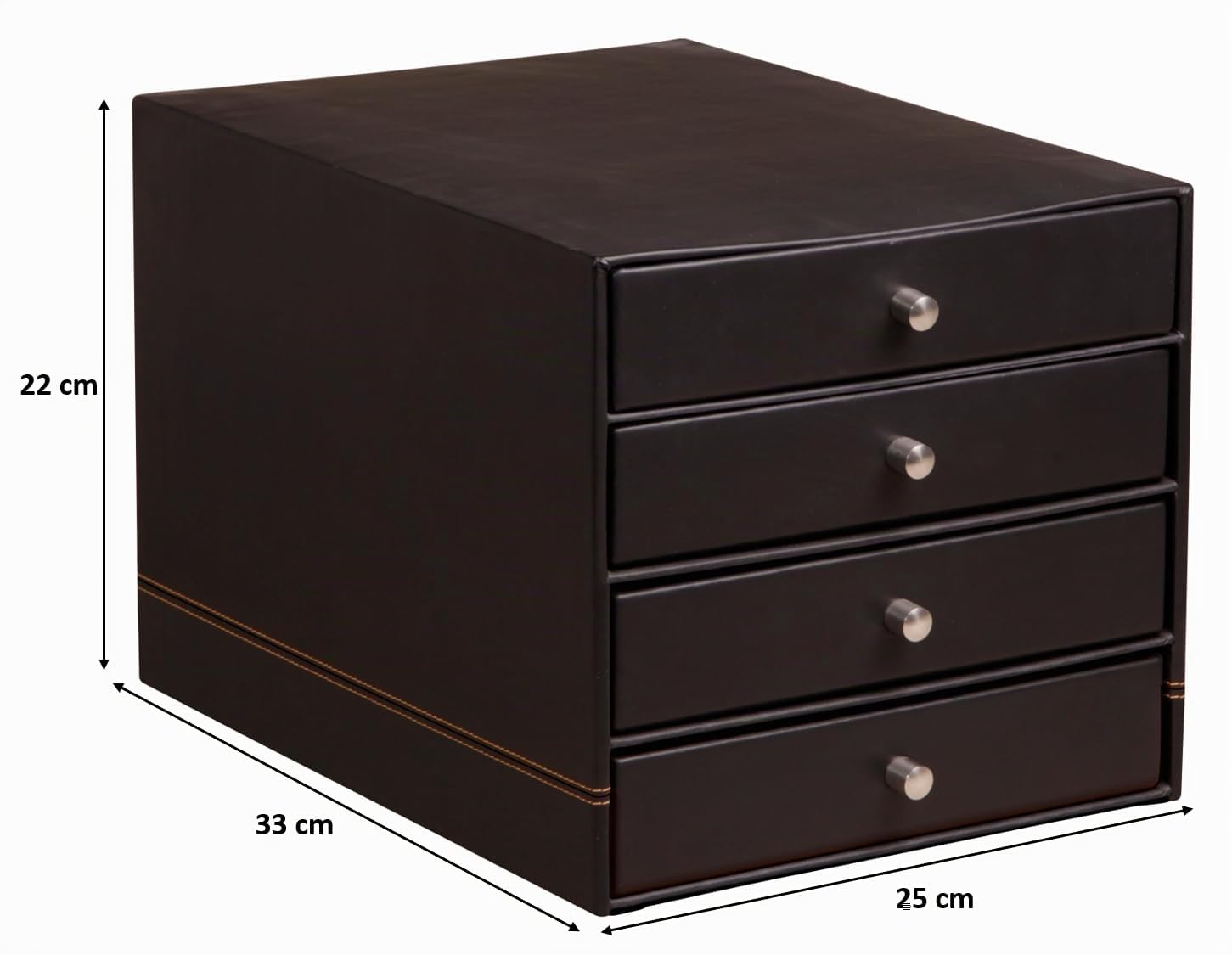 RHODIA 118866C - Trieur 4 Tiroirs Noir - 24,8 x 32,7 x 22,8 cm - Piqûres Sellier Orange - Extérieur Simili Cuir - Collection Home Office Rhodiarama - Organisation de Bureau & Rangement Design