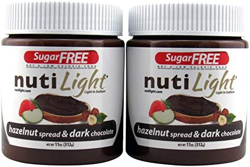 Nutilight Sugar Free Hazelnut Spread with Cocoa, Keto and Diabetic Friendly, Vegan, Kosher, Non-GMO, 100% Natural, Cholesterol-Free, Gluten-Free, and Soy-Free, 11 Ounces (Pack of 2)