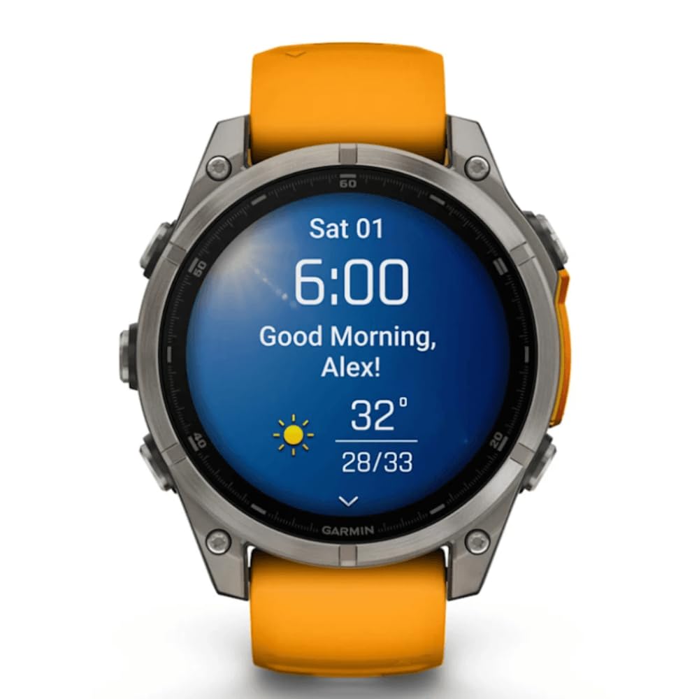 GARMIN FENIX 8-47 mm, AMOLED, SAPPHIRE TITANIUM ZE SPARKORANGE/GRAFITOWYM PASEM SILIKONOWYM