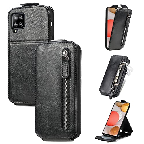 Étui portefeuille For Samsung Galaxy A42 5G en cuir noir avec fentes pour cartes