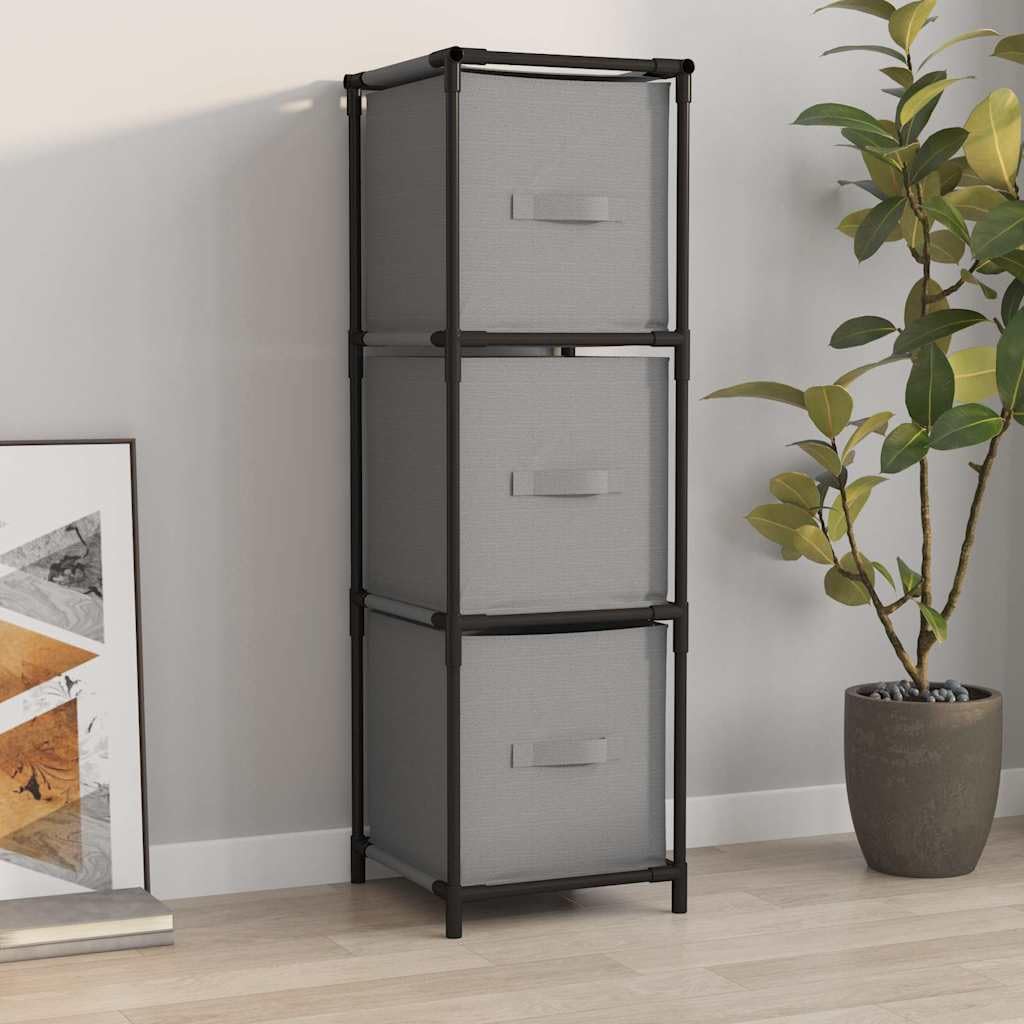 Szafka do przechowywania z 3 szufladami materiałowymi, szara, 34 x 34 x 101 cm, stal, szafka do przechowywania z miejscem do przechowywania, uniwersalna szafka do biura, salonu, korytarza