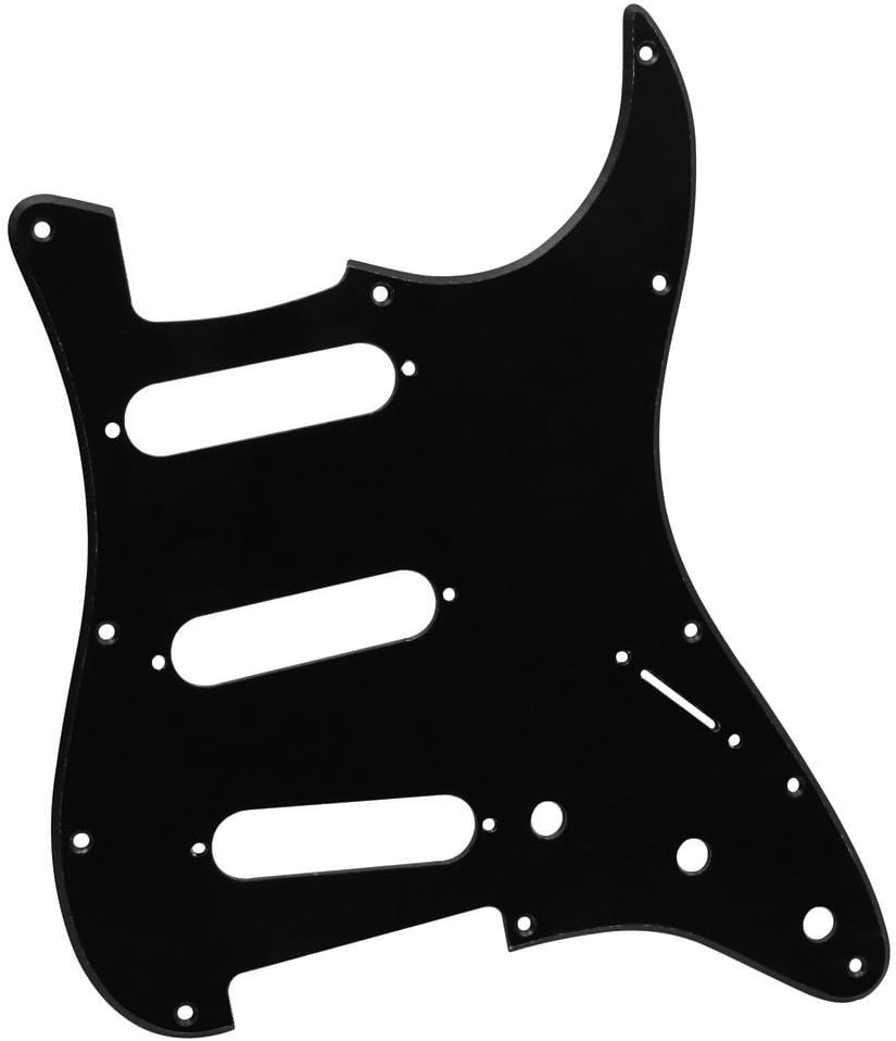 IKN 11 Hole Strat Pickguard for 3 Single Coil Pickups, come with Pickguard Screws, 1Ply Black