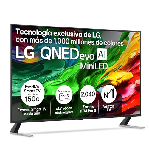 LG 55QNED85A6C - TV 55', 4K QNED EVO, Smart TV, WebOS 25, Procesador Potente e Inteligente, MiniLED AI, Super Upscaling, Dolby Vision y Dilgital Plus, Alexa/Google Assistant, Negro
