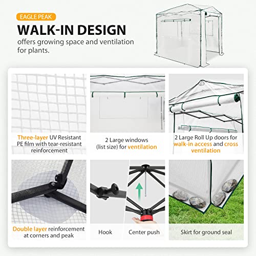 Image of EAGLE PEAK 8x6 Easy Setup Pop Up Greenhouse, Clear /White