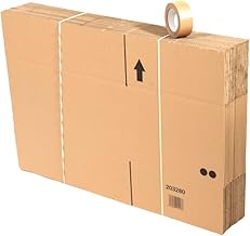 Set of 20 Moving Boxes 60 x 40 x 30 cm with Kraft Adhesive 50 m