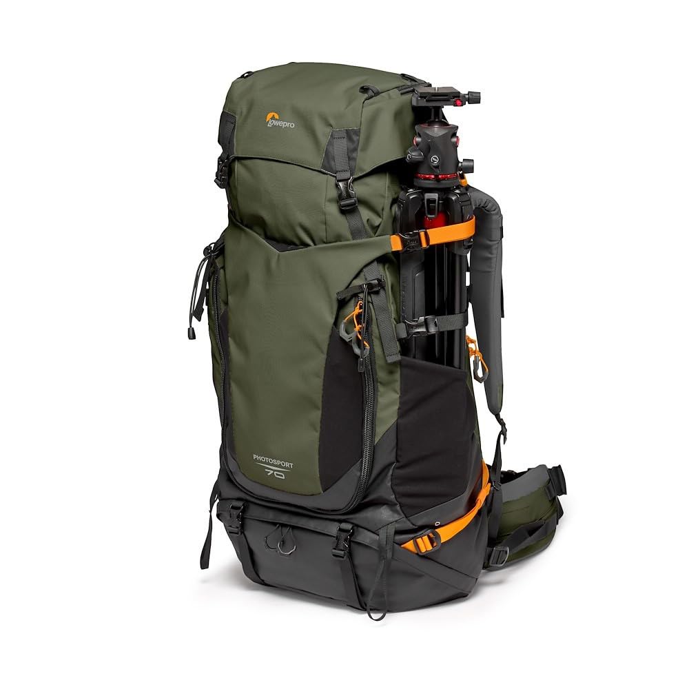 Lowepro PhotoSport PRO BP 70L AW IV con tessuto riciclato, zaino per fotocamere SLR, accesso anteriore/​posteriore, inserto per fotocamera rimovibile, cinghie per accessori, taglia M/​L, grigio