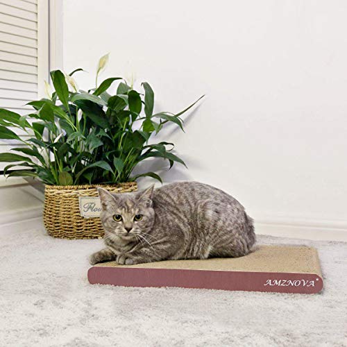 Image of AMZNOVA Durable Flat Cat Scratch Lounge, Colors Series, Narrow, Wood Floor Print