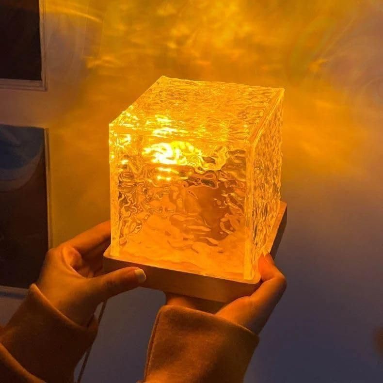 Image of Rotating Water Ripple Effect Night Light Lamp, 10 x 10 x 10 cm