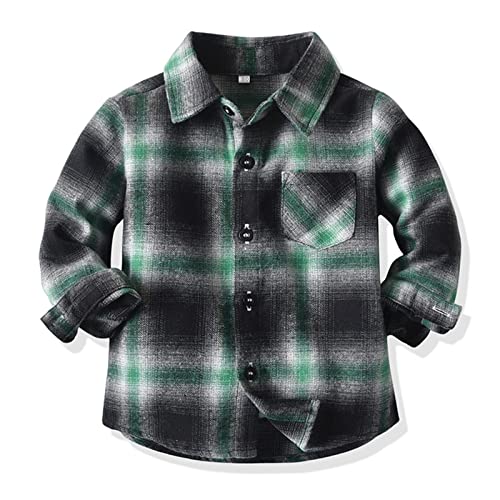 Toddler Kids Cute Plaid Flannel Shirt Long Sleeve Button Down Pocketed Shirts Jacket Fall Causal Oversized Shacket Cardigan2