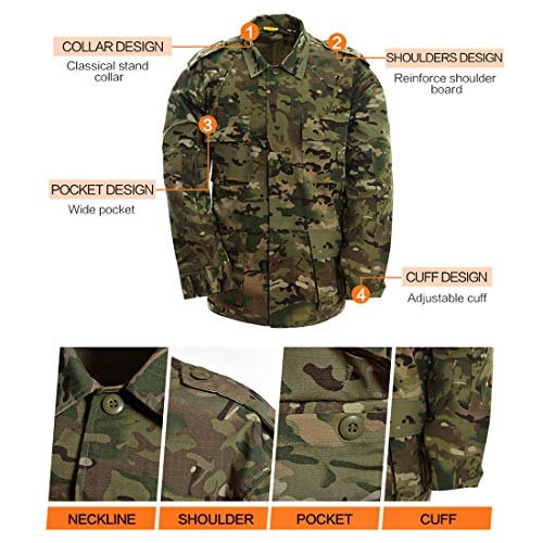 LANBAOSI Men's Tactical Hunting Uniform Combat Suit Shirt Jacket Coat and Pants Set - Image 5