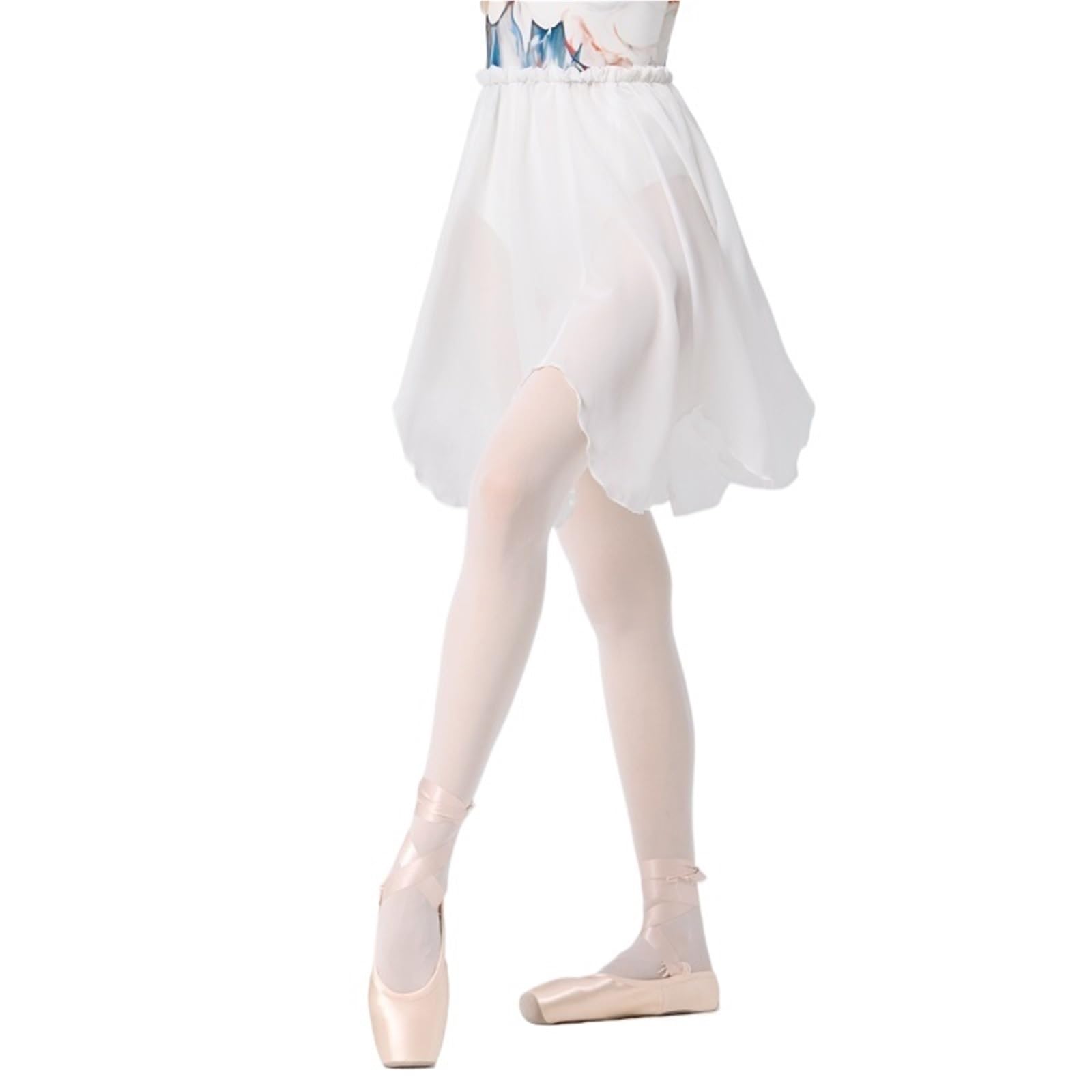Faldas de Ballet for Mujer, Cintura elástica, Color Blanco y Negro, pétalos, Longitud Media, Falda Gasa, tutú Bailarina