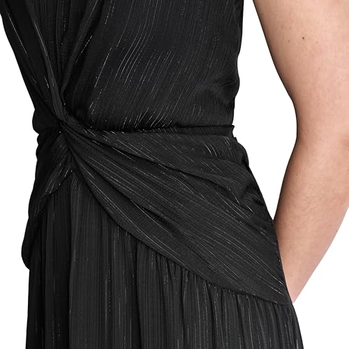 Image of DKNY Womens V-Neck Twist Front Sleeveless Dress