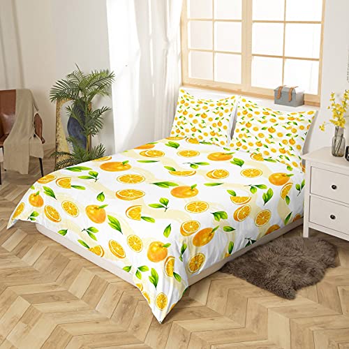 Homemissing Oranges Duvet Cover Cute Orange Fruit Bedding Set For Kids Boys Girls Children Fresh Yellow Fruits Comforter Cover Ultra Soft Summer Vacation Style Bedding & Linen Single Size Zipper - Image 2
