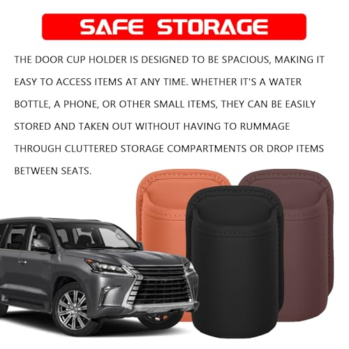 Portavasos universal para puertas de carro, cuero PU negro miniatura 4