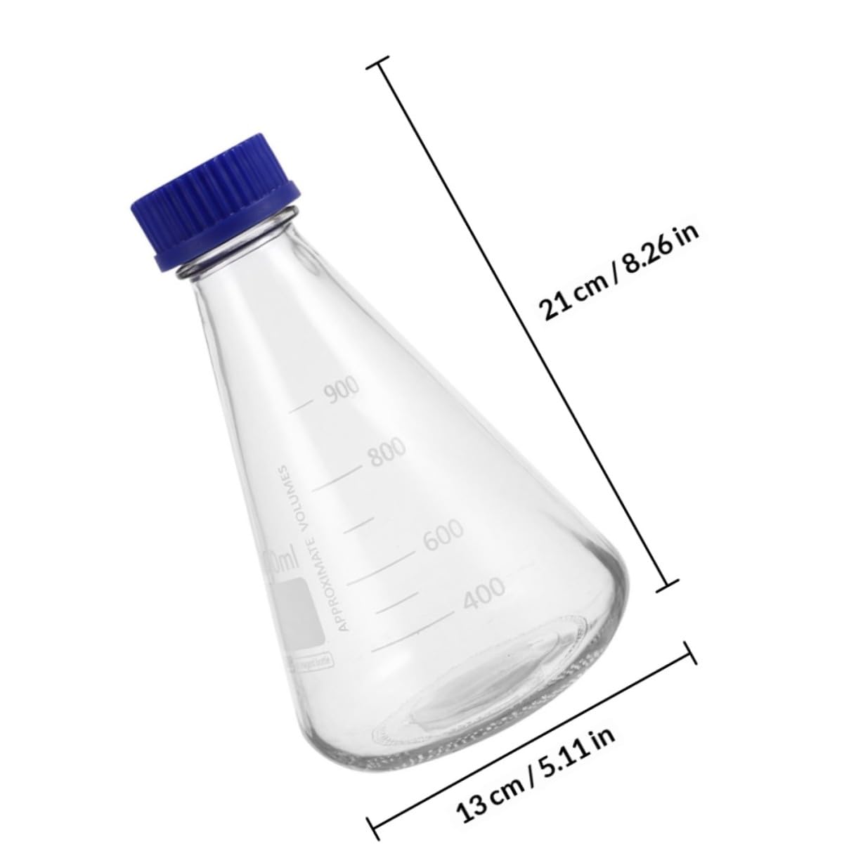 Beute Coniche in Vetro Borosilicato 1000ml, Set 2 Pezzi Scala Graduata e Base Stabile, Bottiglie Coniche per Reagenti per Laboratorio e Applicazioni Scientifiche