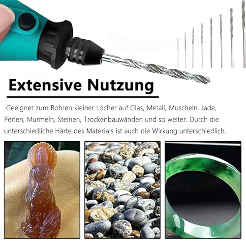 8 Stück Diamantbohrer Diamant Bohrer,0.8mm Bis 3.0mm Glasbohrer Set für Glas, Metall, Muscheln, Jade, Perlen Usw