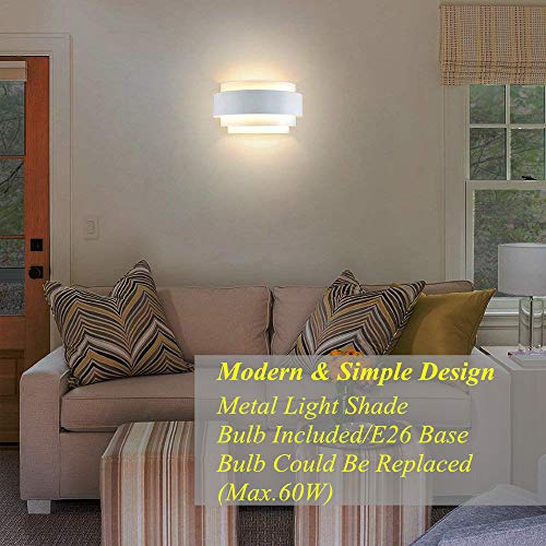 LIGHTESS Modern Sconces 7W Up and Down Wall Lights Hardwired LED Wall Lamp Indoor for Bedroom Hallway, Warm White, 3000K