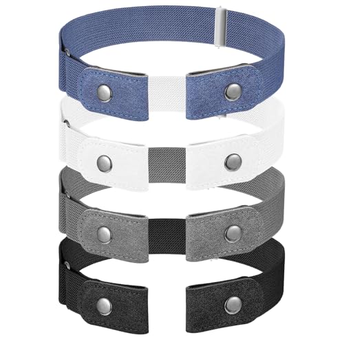 4pcs Adjustable Belts for Women Men No Buckle - Invisible Lazy Elastic Belts for Women Stretchty, Buckleless Belt