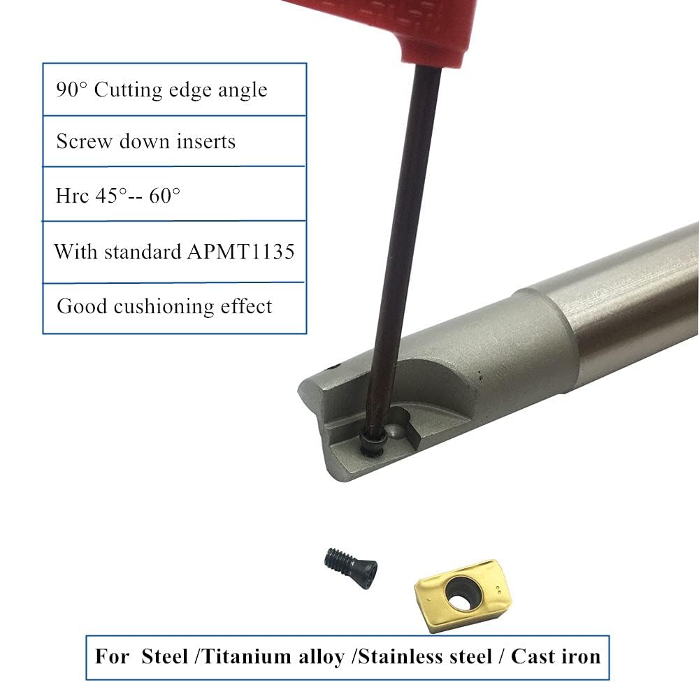 JTR 3pcs 90 Degree BAP300R End Mill Holders Indexable Inserts Tool Holder with 10pcs APMT1135PDER Milling Inserts for Machining Steel, Cast Iron — Amazon image 4