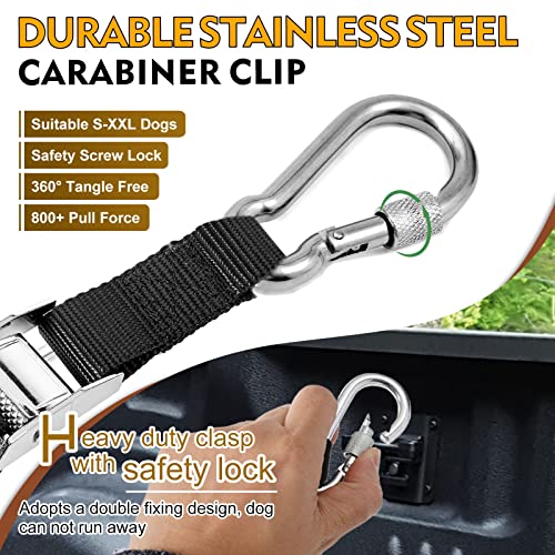 Truck Bed Dog Leash System, Dog Pickup Tether Tie Down, Dog Car Harness Belt Heavy Duty, Pick-Up Restraint Lead Adjustable, Dog Truck Leash for Dogs Up to 150lbs, Dog Truck Bed Barrier Tie Down Out Truck Bed Dog Leash System, Dog Pickup Tether Tie Down, Dog Car Harness Belt Heavy Duty, Pick-Up Restraint Lead Adjustable, Dog Truck Leash for Dogs Up to 150lbs, Dog Truck Bed Barrier Tie Down Out