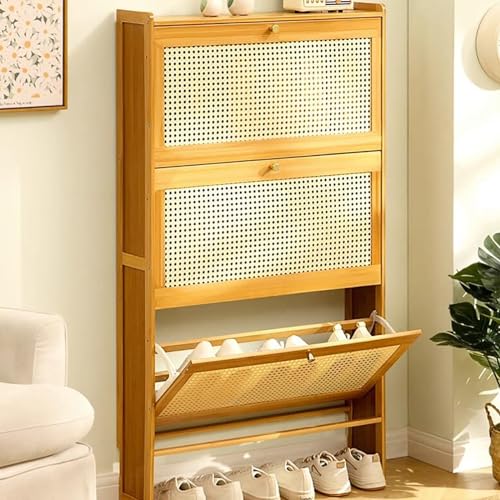Armoire à chaussures mince avec portes basculantes pour optimiser l'espace