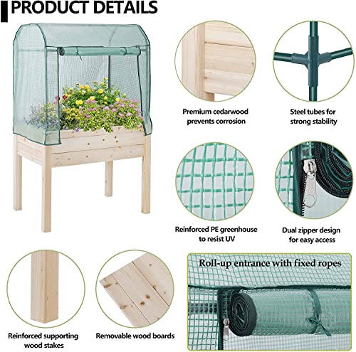 Backyard Expressions 36"x24" Elevated Garden Bed with Greenhouse Cover – Raised Wooden Planter Box with Legs, Mini Outdoor Greenhouse, 66" Tall - Image 6