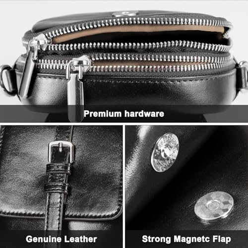 Image of Genuine Leather Crossbody Bags for Women, Small Crossbody Bag for Women，Phone Purses with Adjustable Strap for Travel