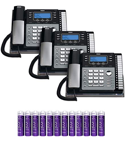 RCA 25424RE1 4-Line Expandable Phone System with Intercom (3-Pack) Bundle with Blucoil 12