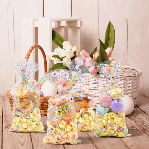 160 Pcs Wildflower Cellophane Treat Bags