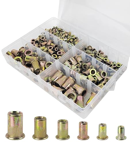 Kit 300 Piezas Tuercas Remachables M3 A M10 - Caja De Almacenamiento Para Taller Y Bricolaje (Hierro Galvanizado)