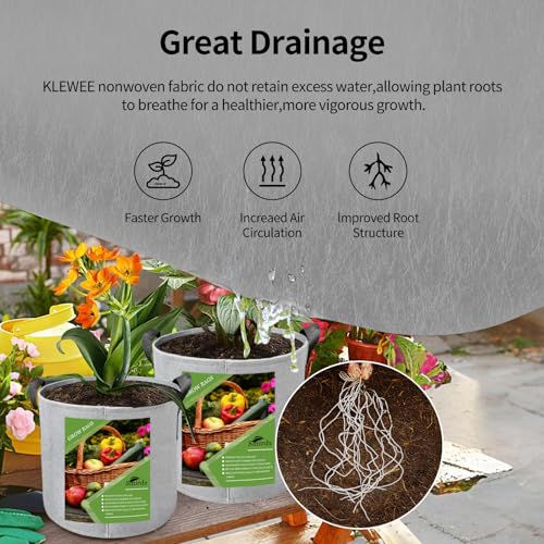 Smirdx 6 Pcs 5 Gallon Grow Bags For Vegetable, Grey Heavy Duty Thickened Nonwoven Fabric Pots With Handles, Durable Breathe Plant Container For Potato, Carrot, Onion, Flower, Indoor And Garden thumb #1