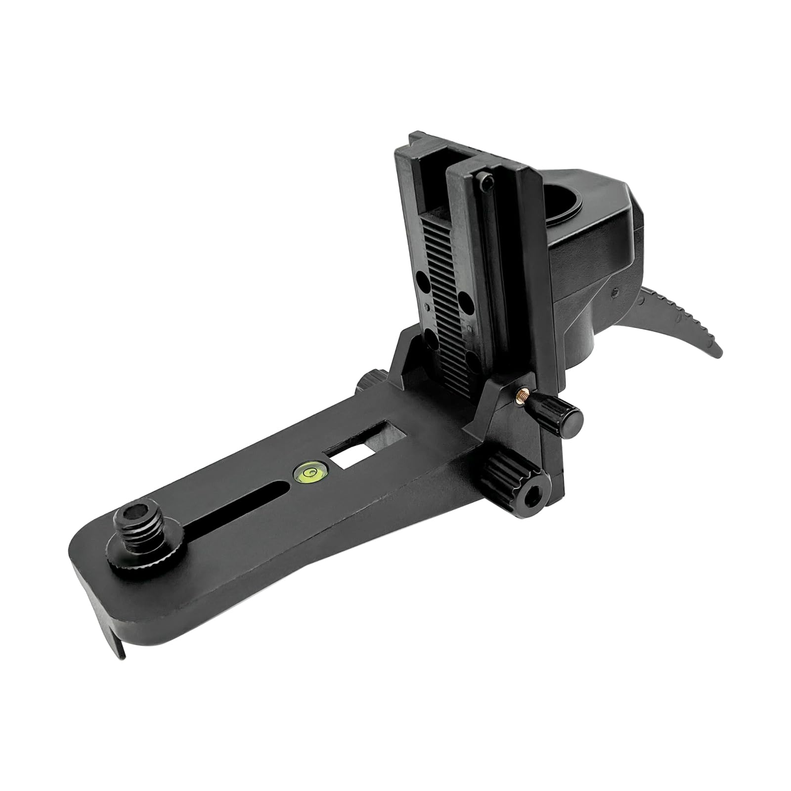 Photo 1 of Mounting Bracket Clamp with 1/4"-20 Male Thread and 5/8"-11 Adapter, Adjustable Laser Level Pole Clamp with Bubble Level for Rotary and Line Lasers, Heavy-Duty Bracket for Telescoping Poles