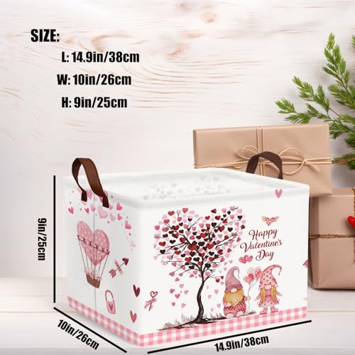 Image of Valentine's Day Basket Gift for Empty Cute Heart Large Storage Bin for Kid and Baby Room Decor (Pink Dwarf Love Tree Hot Air Balloon)