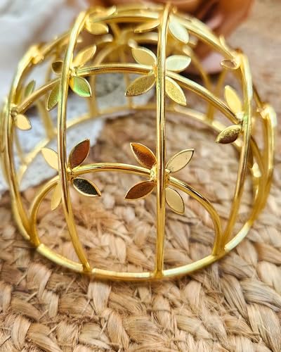 Image of Handcrafted Brass Bahara Hair Bun Cage with Stick for Women | Anti-Tarnish Juda Cover | Traditional Golden Hair Bun Accessory for Bridal, Wedding, Festive, Ethnic & Classical Dance Wear