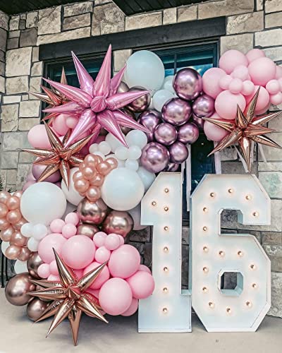 Explosion Star Foil Balloons, 50Pcs Rose Gold Foil Cone Balloons, 26 Inch Starburst Balloons Point Star Balloons For Halloween Christmas Birthday Party Decorations Baby Shower Wedding Photo Booth #TOP6