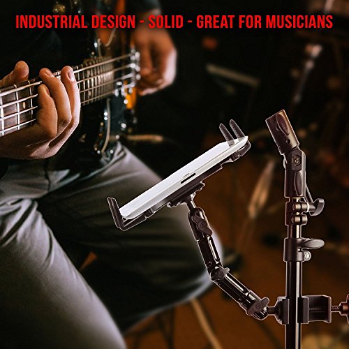 TACKFORM Tablet Mount for Microphone Stand - Professional Grade Holder - Compatible With iPad, Galaxy Tab, and More.