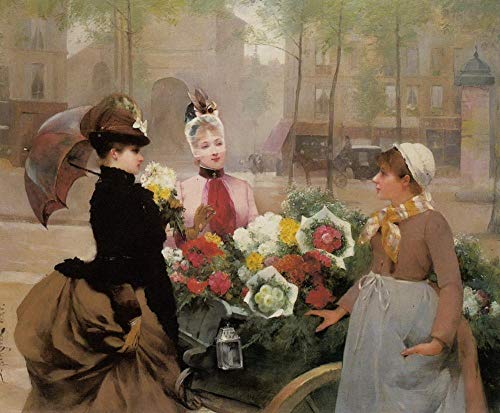 Peinture à l'huile faite à la main de Schryver la marchande de fleurs