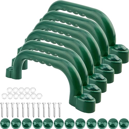 Restroma 6 Pieces Playground Safety Handles Accessories Playground Grab Handle Bars Playground Handles Equipment for Kids Outdoor Playset Backyard Playhouse Tree House Jungle Gym (Green)