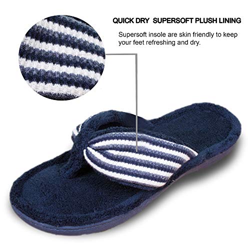 Women's Flip Flop with Cozy Terry Lining, 80-D High-Density Memory Foam Slipper Summer House Shoes with Non Skid Indoor Outdoor Sole4