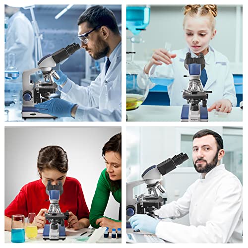 40X-2500X Led Compound Binocular Microscopes, Laboratory Microscope With Wf10X And Wf25X Eyepieces, Dual Layer Mechanical Stage, Blank Slides, Cover Slips, Students And Adults Use #TOP6