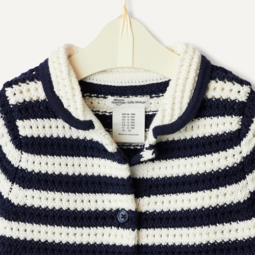 Image of Amazon Essentials x Sofia Grainge Toddlers and Baby Girls' Cotton Short Sleeve Button Front Sweater with Peter Pan Collar