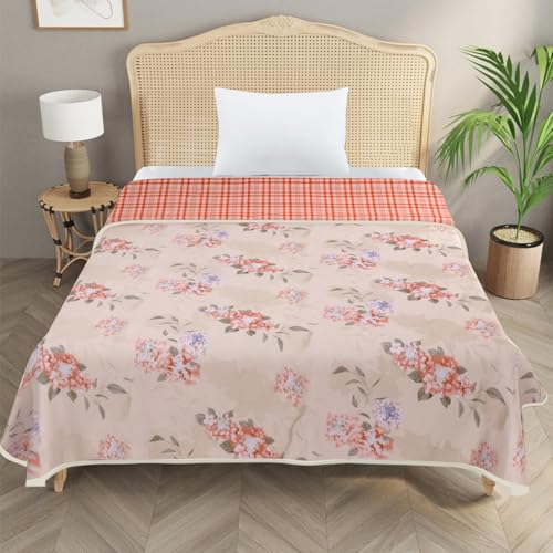 Image of Homestan Reversible All Season Cotton Feel Dohar for Single Bed,Soft Light Weight AC Blanket /Comforter for Summer /Winter /Monsoon (58x86 Inches, Spring Plaid)